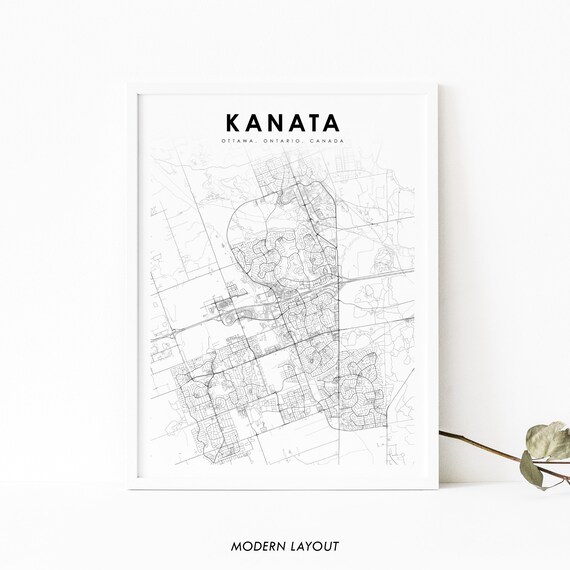 Kanata Ottawa Ontario Map Print On Canada Art Poster City Street Road Nursery Room Wall Office Decor