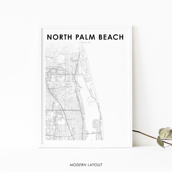 North Palm Beach Fl Map Print Florida Usa Art Poster City Street Road Nursery Room Wall Office Decor