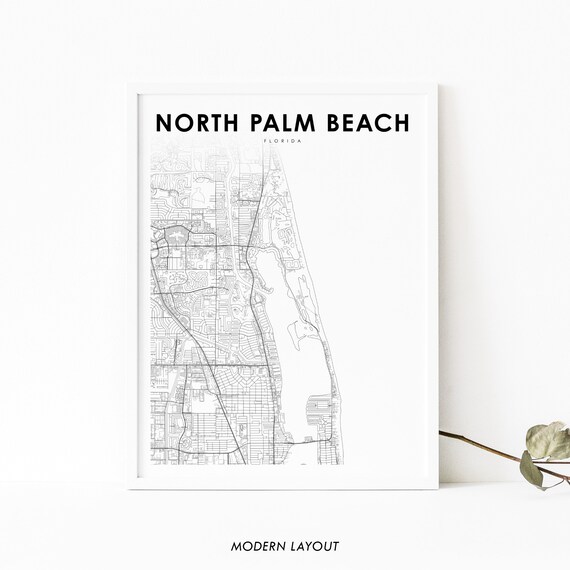 North Palm Beach Florida Minimalist City Street Map Wall Poster