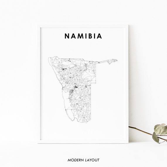 Namibia Map Print, Nursery Room Office Decor