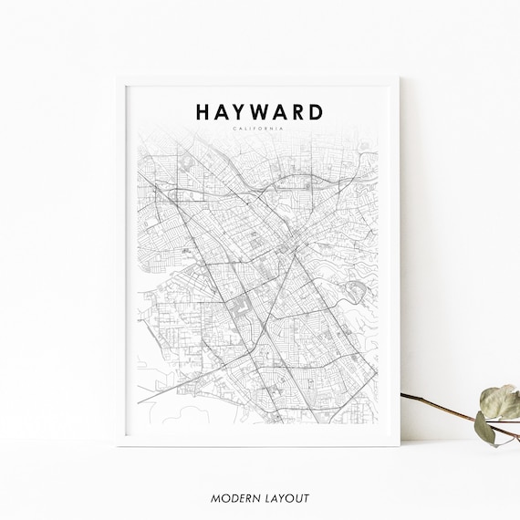 Hayward Ca Map Print Usa Art Poster Haywards Haywood City Street Nursery Room Wall Office Decor
