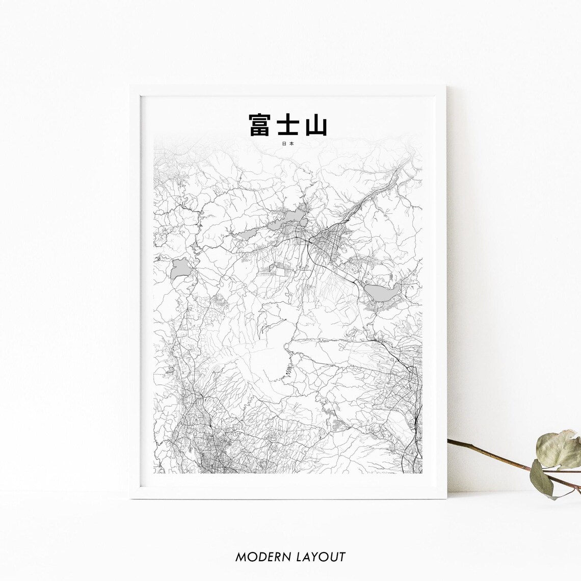 Mount Fuji Japan Street Map Japanese Kanji Edition Art Print