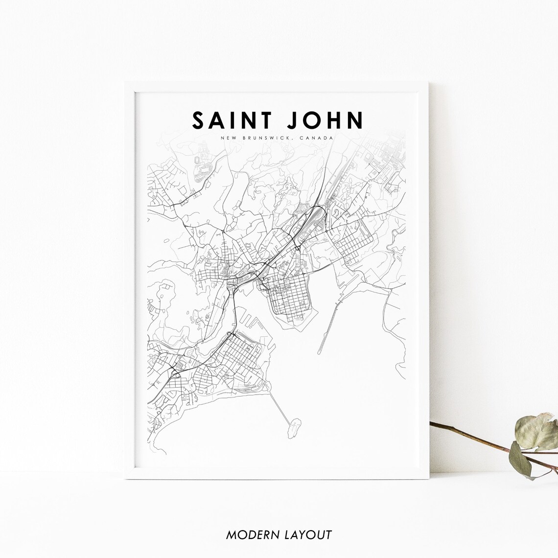 Saint John New Brunswick Map Print, City Street Road