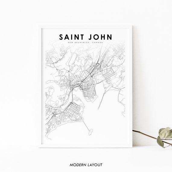 Saint John New Brunswick Map Print, City Street Road