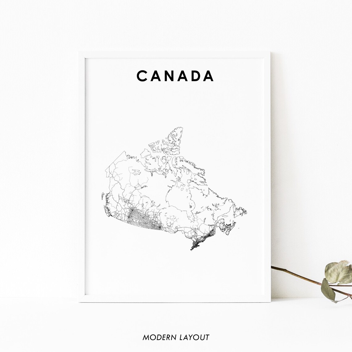 Canada Map Print Poster, Nursery Room Wall Decor