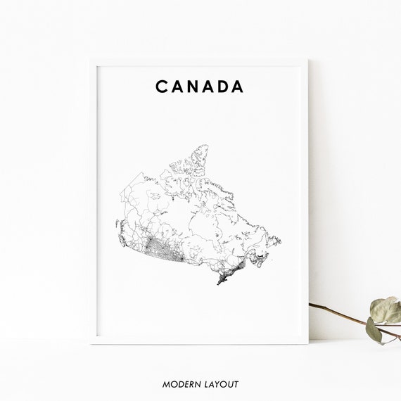 Canada Map Print Poster, Nursery Room Wall Decor