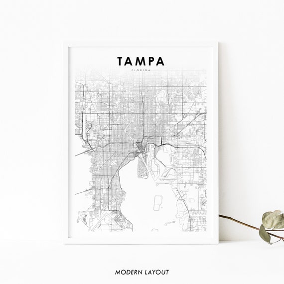 Tampa FL Map Print, Florida Bay Area Poster
