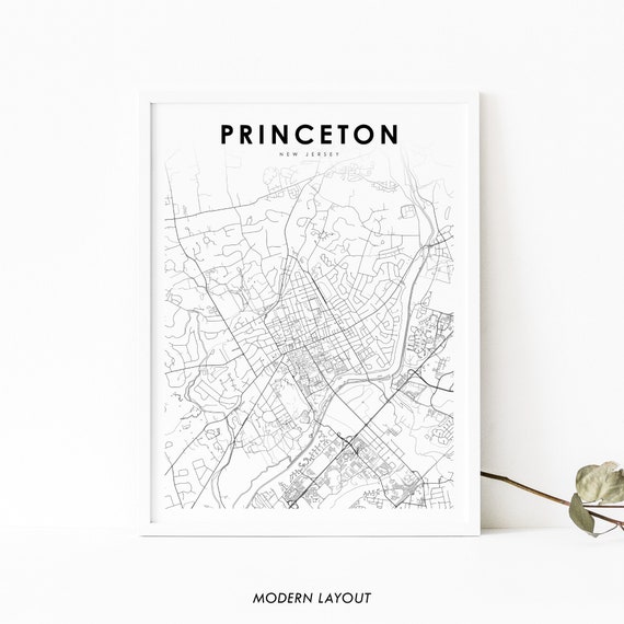 Princeton NJ Map Print, New Jersey Street Poster
