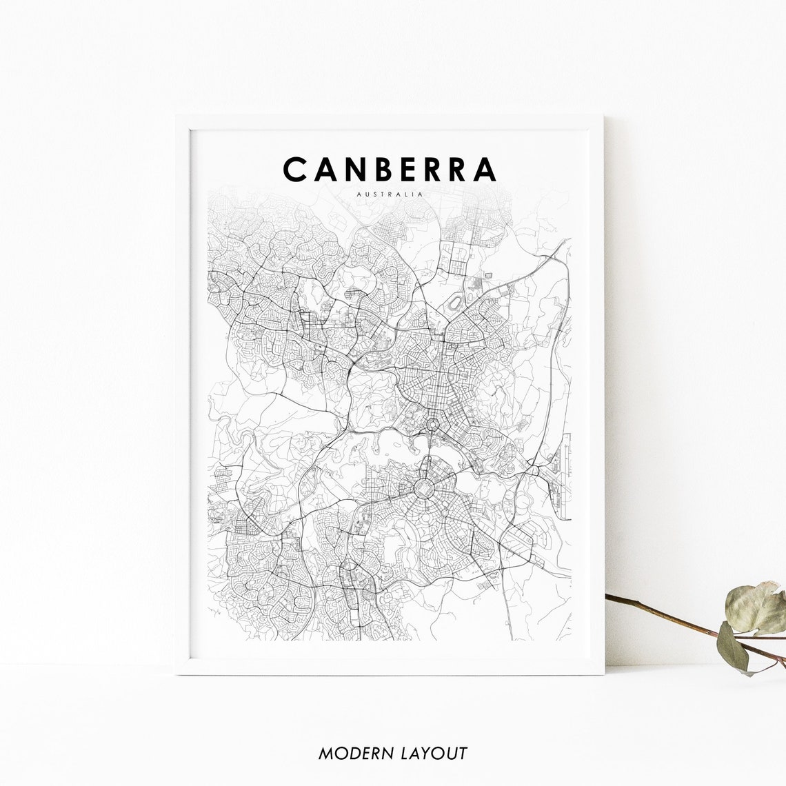Canberra Australia Street Map Modern Layout Minimalist City Print