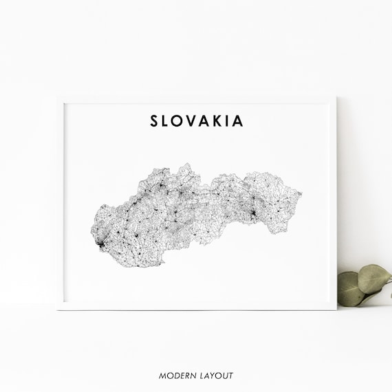 Slovakia Map Print Road Poster Slovak Slovensk Slovensko Bratislava Koice Art Nursery Room Wall Office Decor
