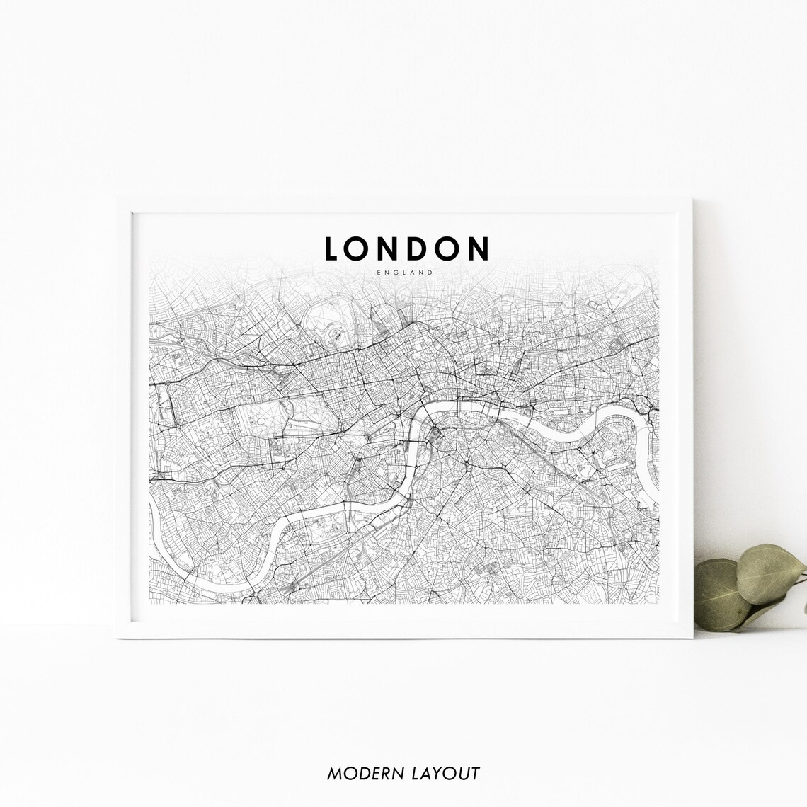 Downtown London England Map Print, UK Travel Poster