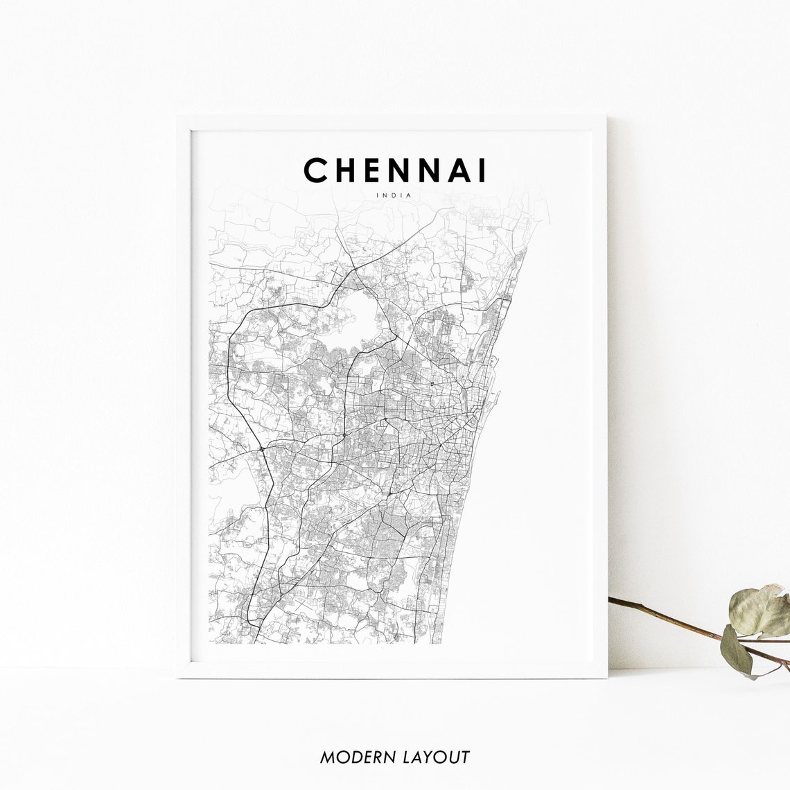 Chennai India Minimalist City Street Map Poster Modern Layout