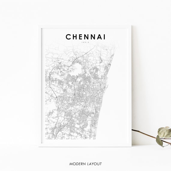 Chennai India Minimalist City Street Map Poster Modern Layout