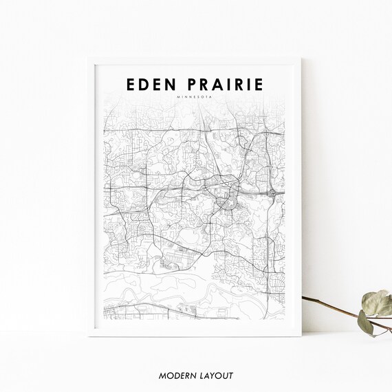 Eden Prairie Mn Map Print Minnesota Usa Art Poster Hennepin City Street Road Nursery Room Wall Office Decor