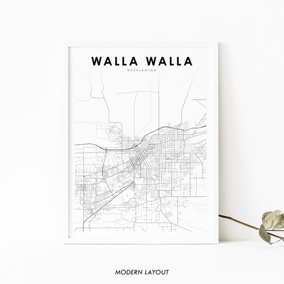 Walla Walla Map Print, Minimalist Washington Poster