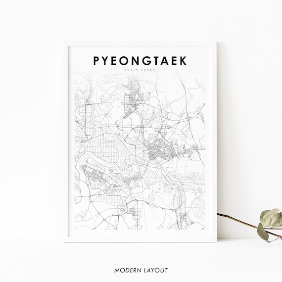 Pyeongtaek South Korea Map Print, City Street Decor