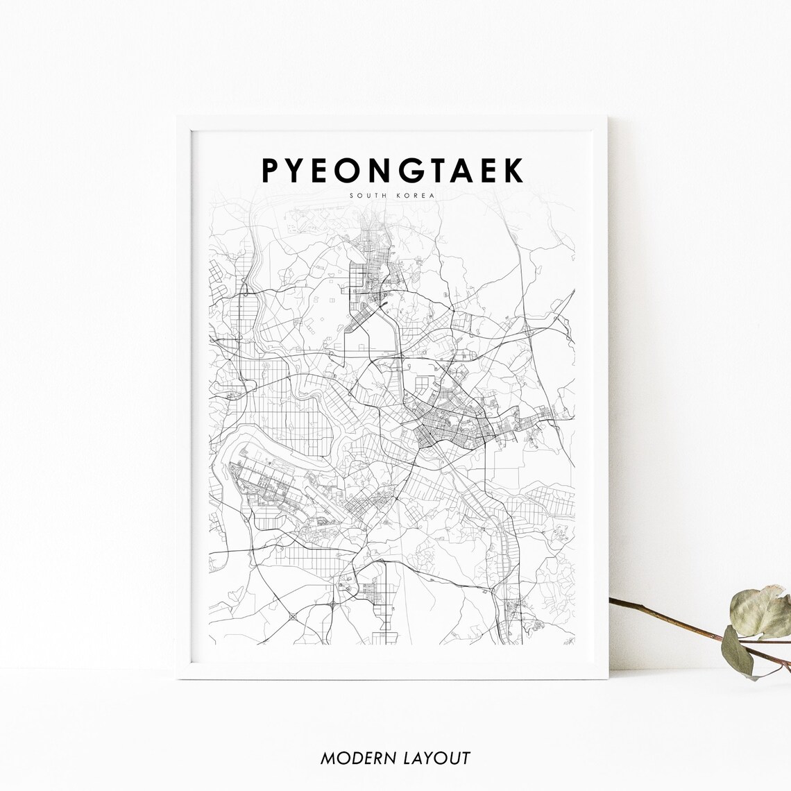Pyeongtaek South Korea Map Print, City Street Decor