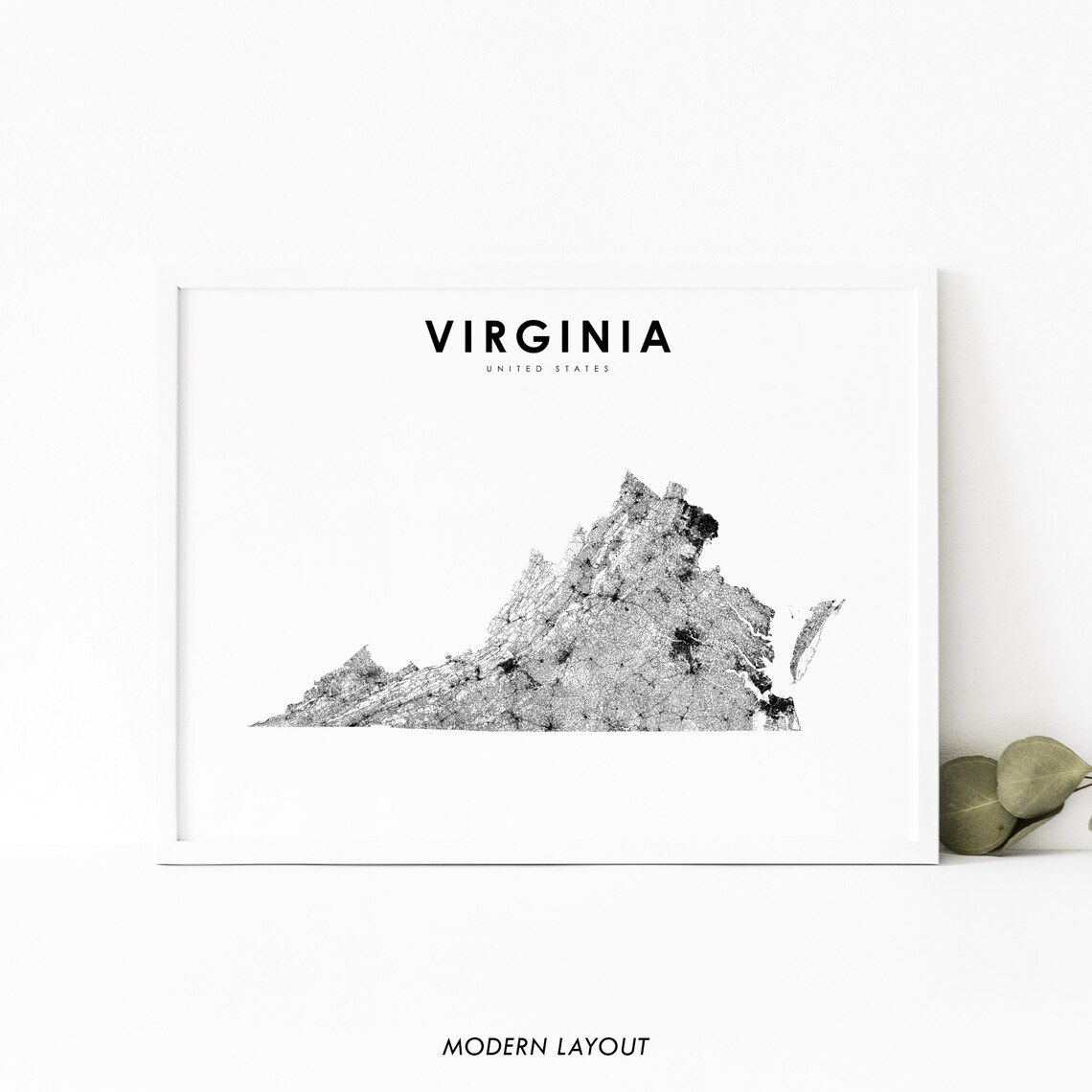 Virginia Map Print, Nursery Room Wall Art Poster