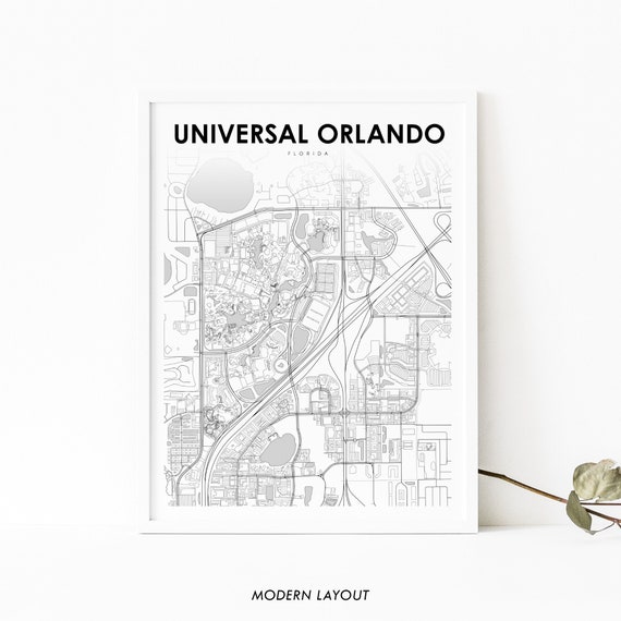 Universal Orlando Resort Map Print, Florida Travel Poster