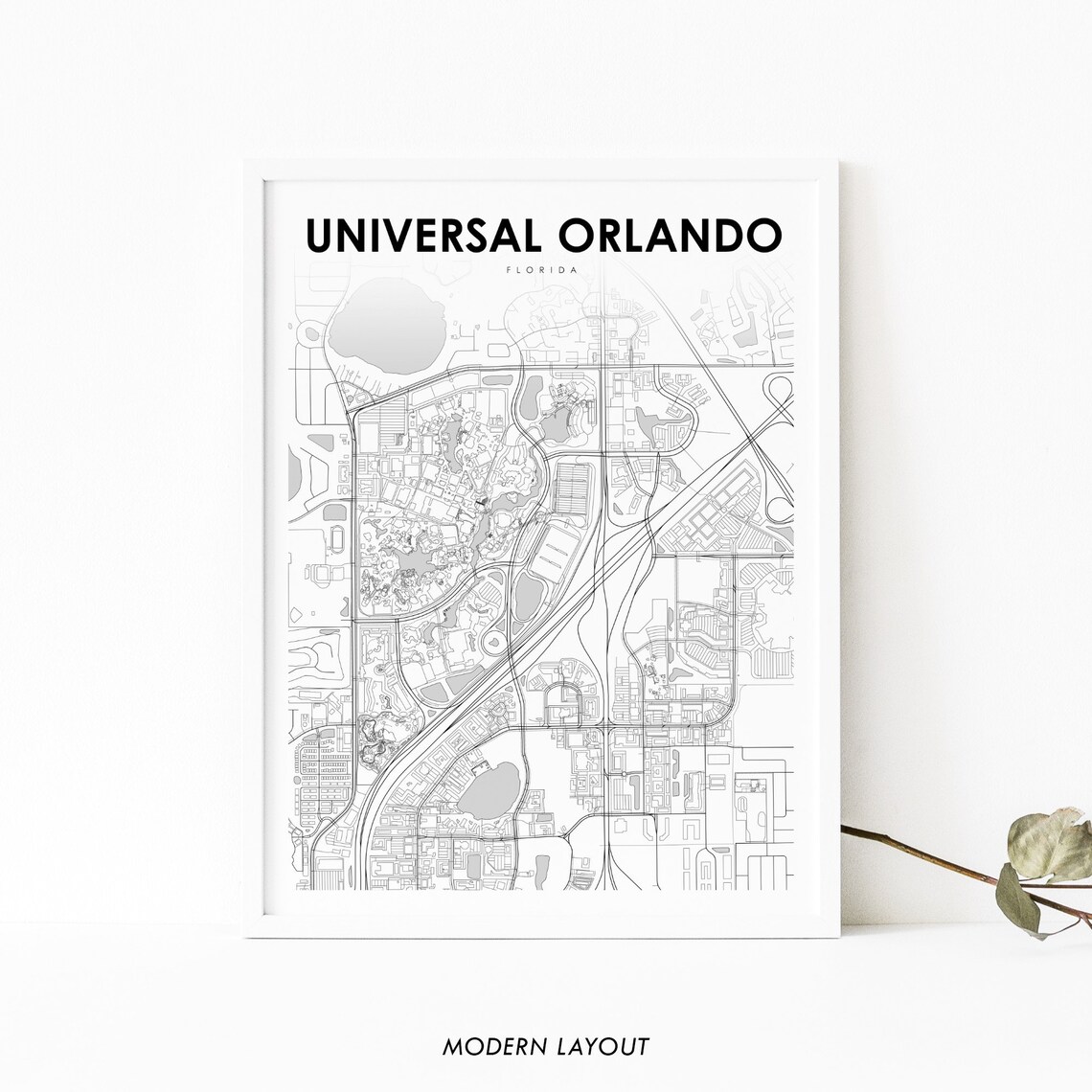 Universal Orlando Resort Map Print, Florida Travel Poster
