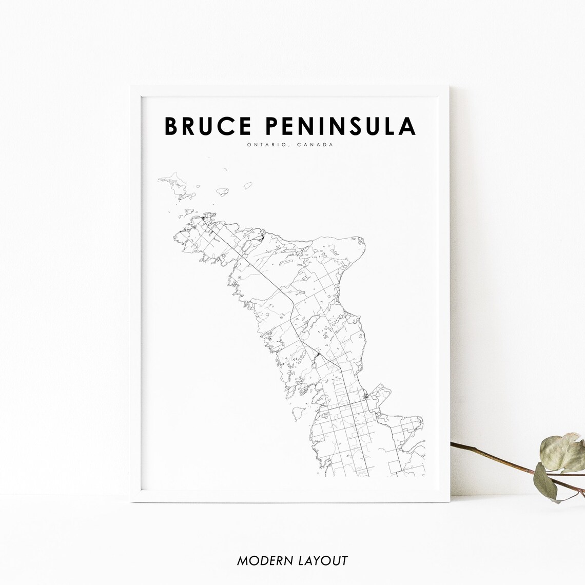 Bruce Peninsula Ontario Canada Minimalist Street Map Modern Layout Poster