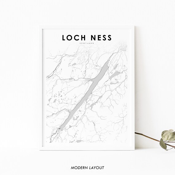 Loch Ness Scotland Map Print United Kingdom Uk Art Poster City Street Road Nursery Room Wall Office Decor