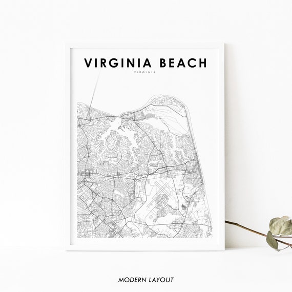 Virginia Beach VA Map Poster, Nursery Room Decor
