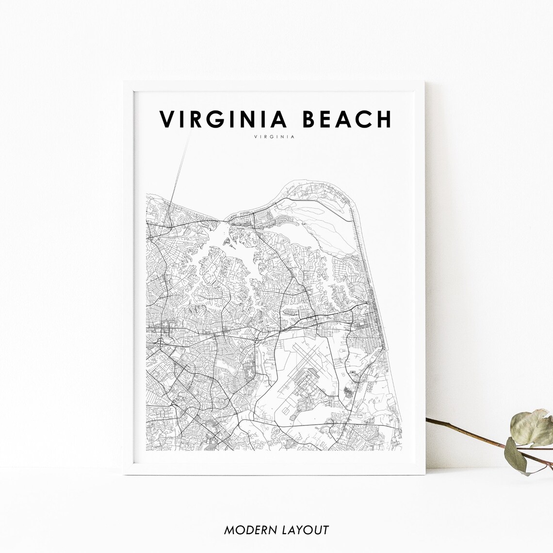 Virginia Beach VA Map Poster, Nursery Room Decor