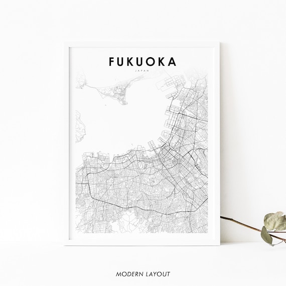 Fukuoka Japan Minimalist City Street Map Line Art Travel Poster