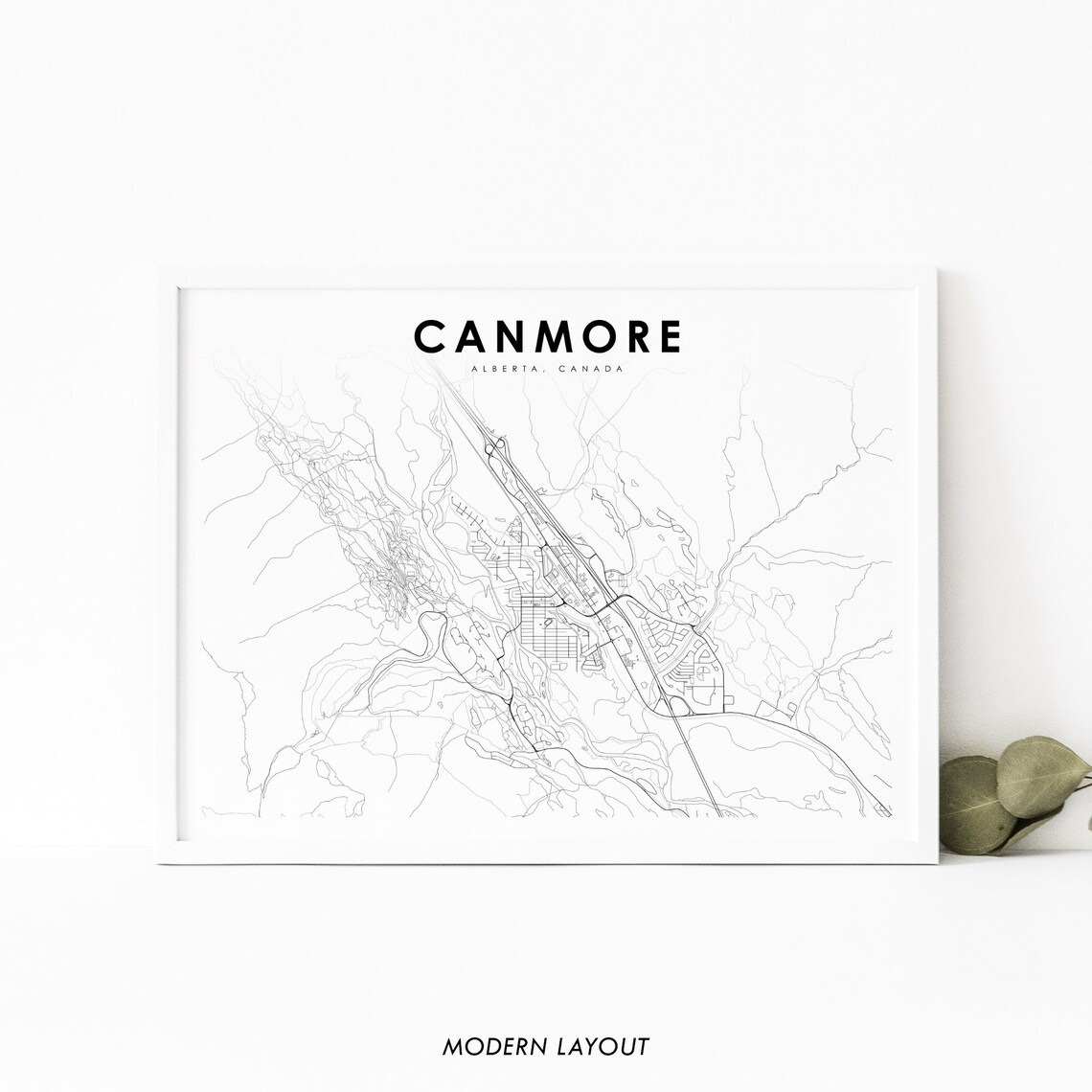 Canmore Alberta Map Print, Canadian Rockies Travel Poster
