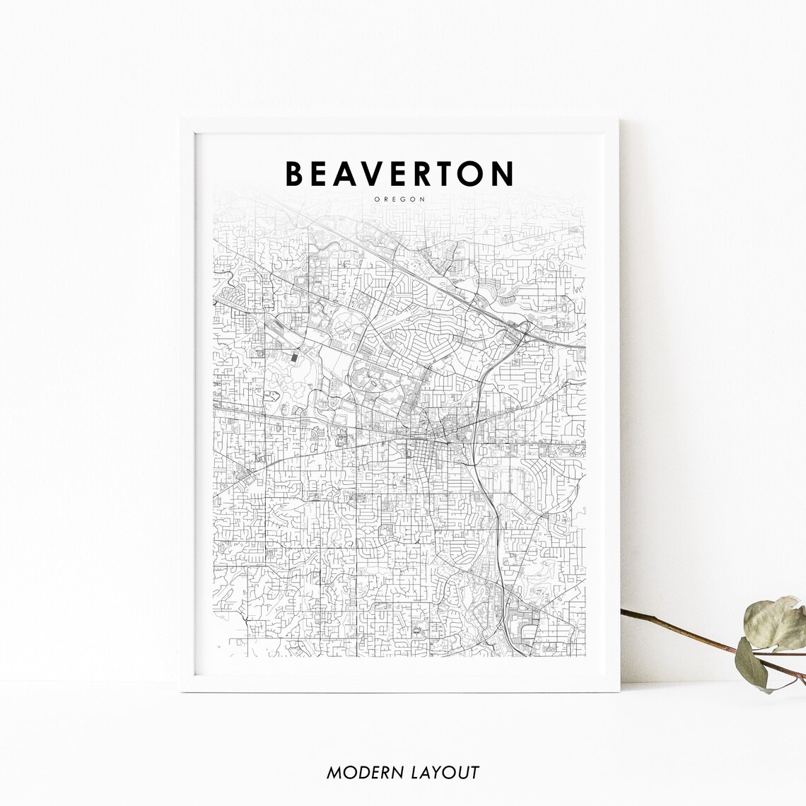 Beaverton, OR Map Poster Print, Oregon USA