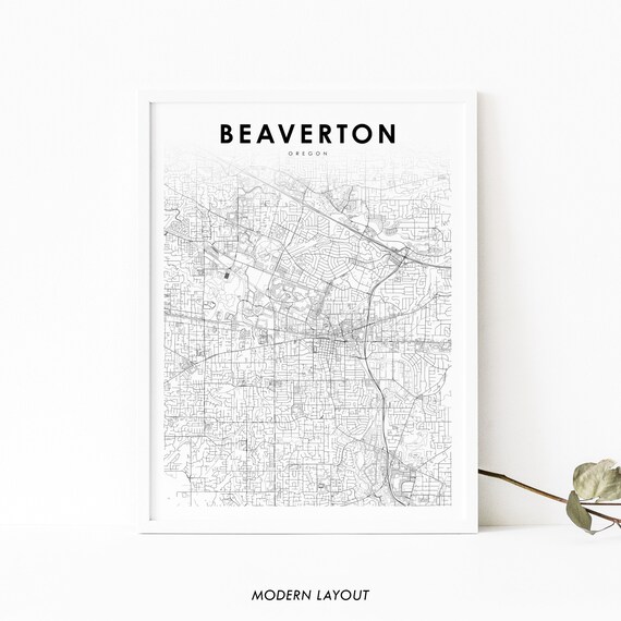 Beaverton, OR Map Poster Print, Oregon USA