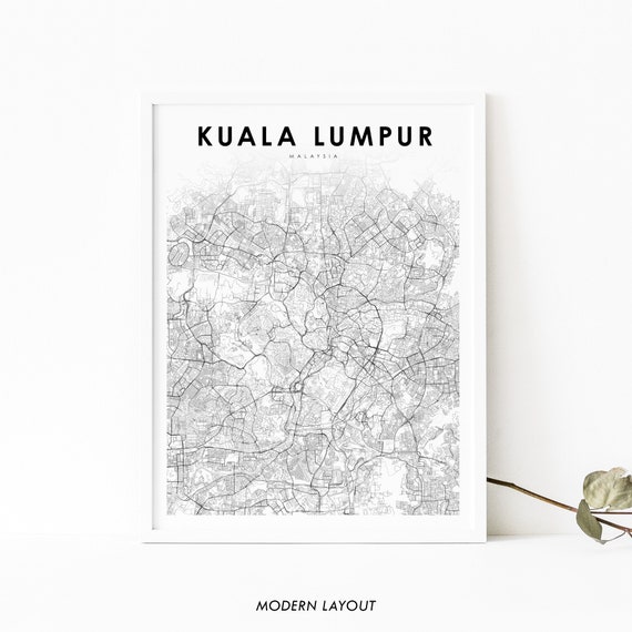 Kuala Lumpur Malaysia Map Art Print, City Street