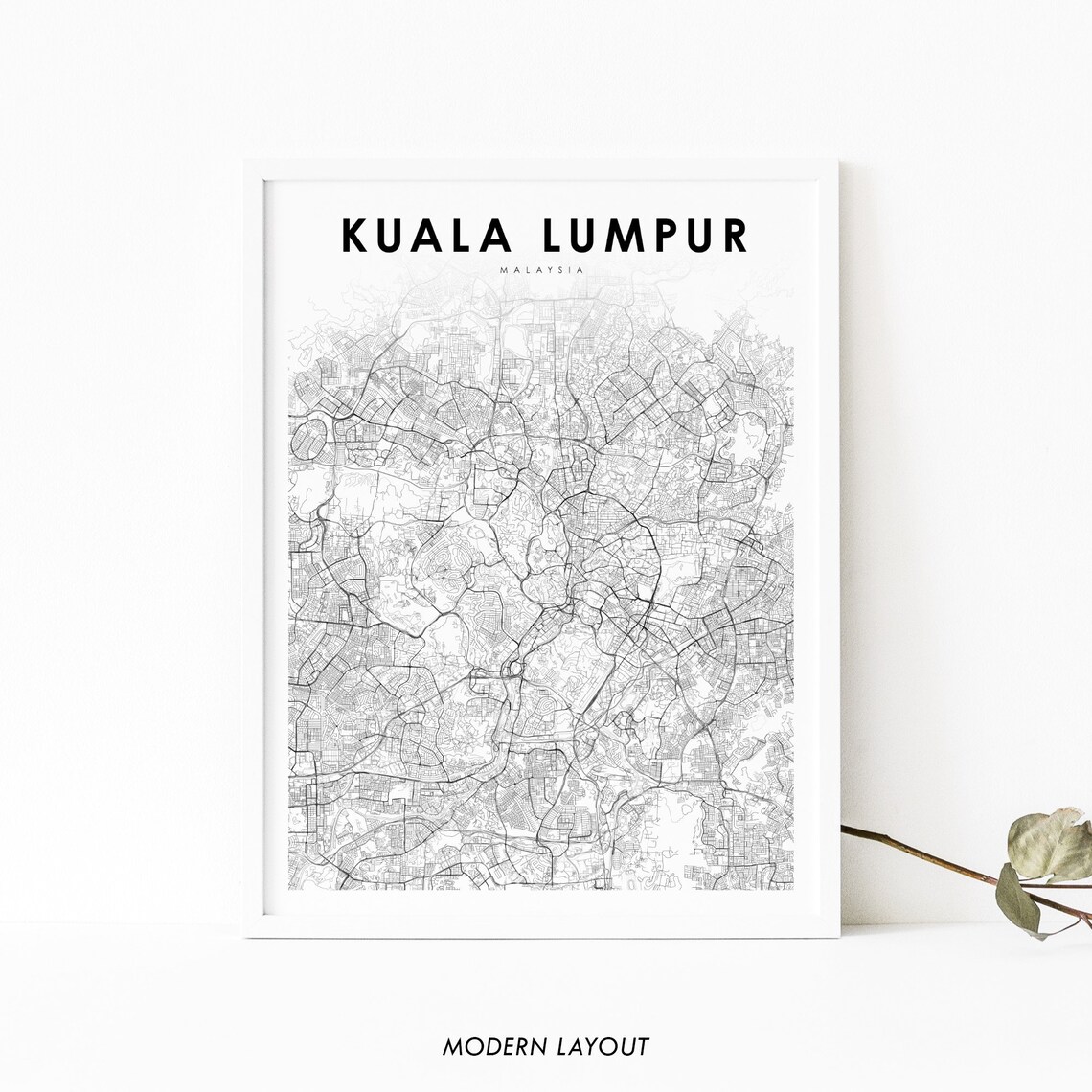 Kuala Lumpur Malaysia Map Art Print, City Street