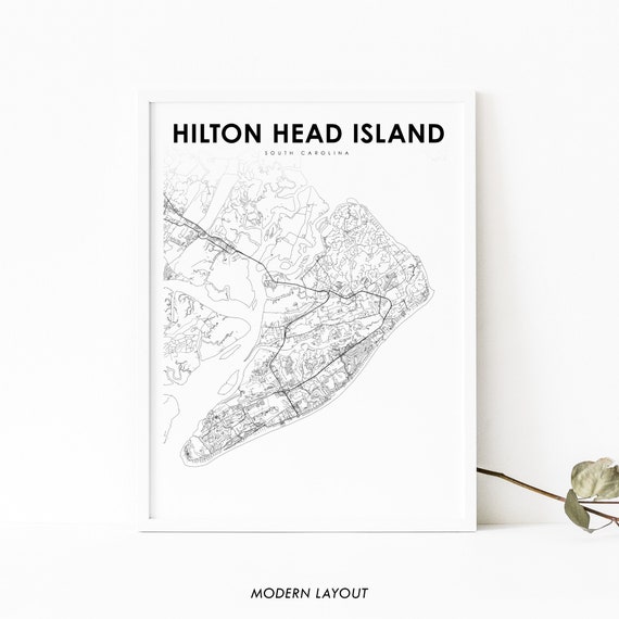 Hilton Island SC Map Print, South Carolina Poster