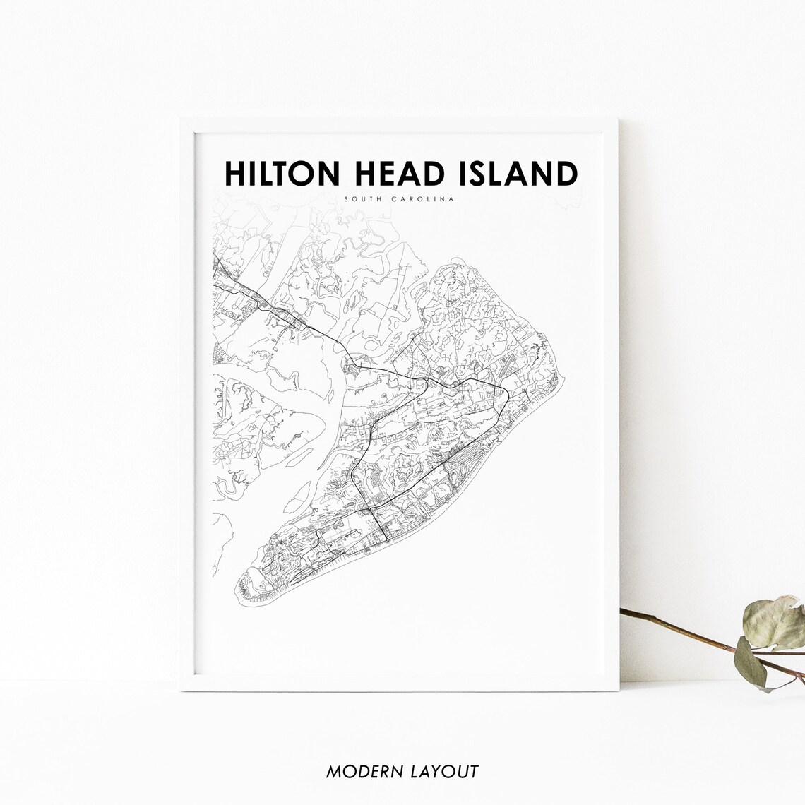 Hilton Island SC Map Print, South Carolina Poster