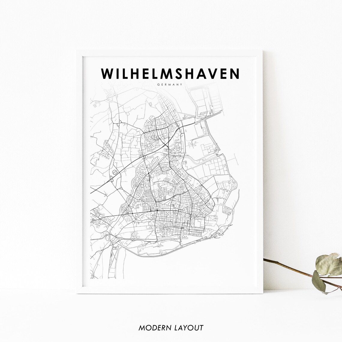 Wilhelmshaven Germany Map Art Print, Lower Saxony