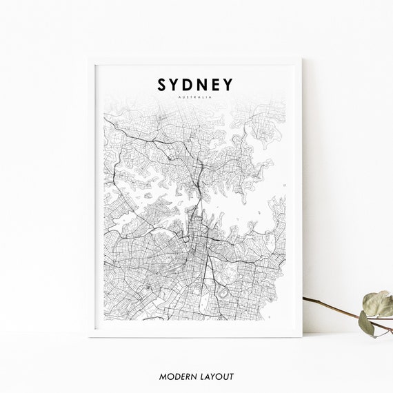 Sydney Australia Map Print, New South Wales City Map