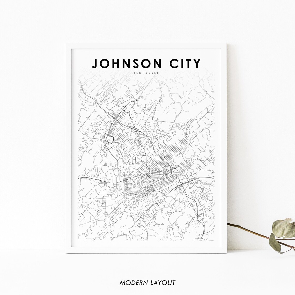 Johnson City TN Map Print, Tennessee USA Travel Poster