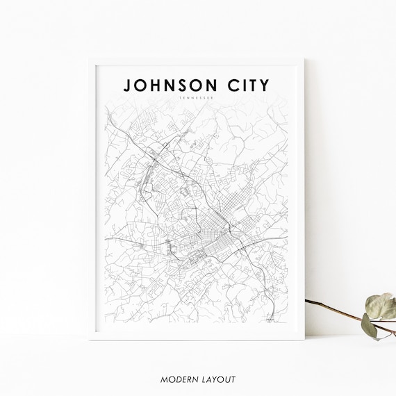 Johnson City TN Map Print, Tennessee USA Travel Poster