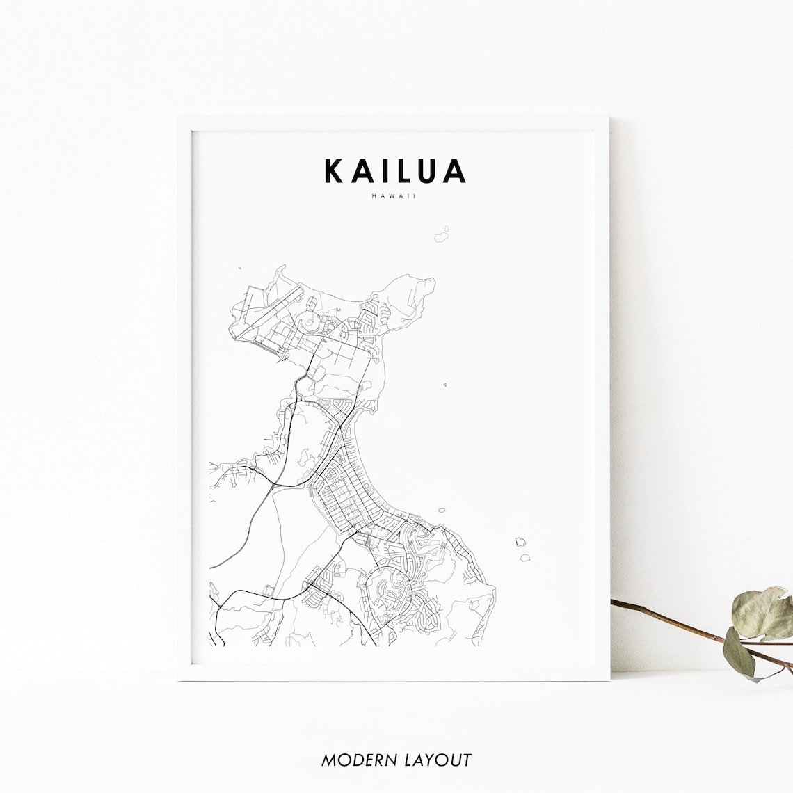 Kailua, HI Map Poster, Honolulu County Oahu