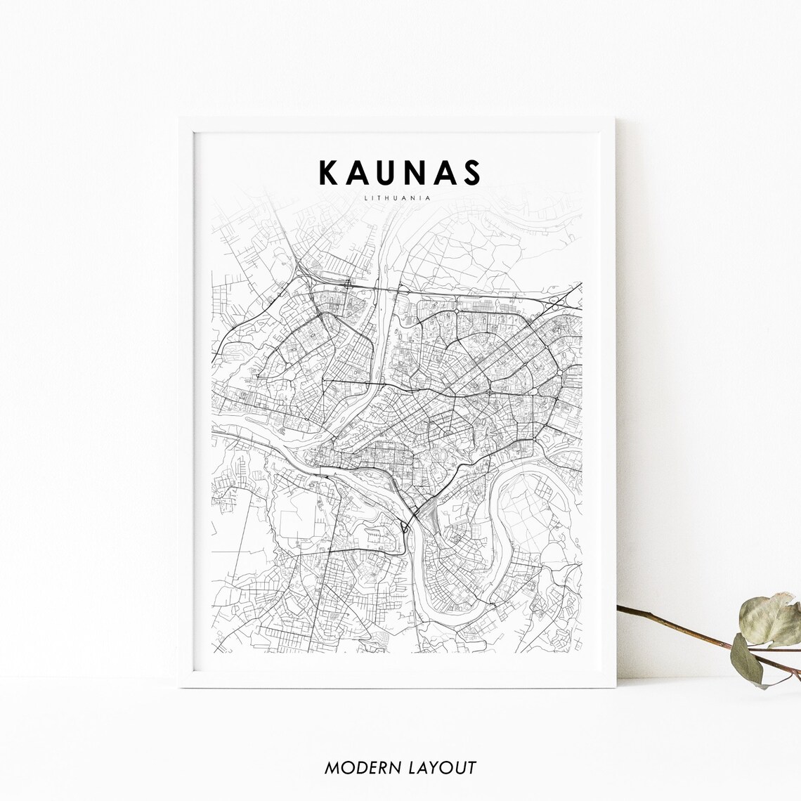 Kaunas Lithuania Map Art Print, Nursery Room Decor