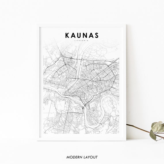 Kaunas Lithuania Map Art Print, Nursery Room Decor