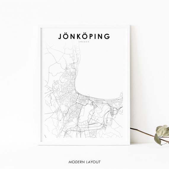 Jonkoping Sweden Map Print Art Poster Jnkping Vttern City Street Road Nursery Room Wall Office Decor