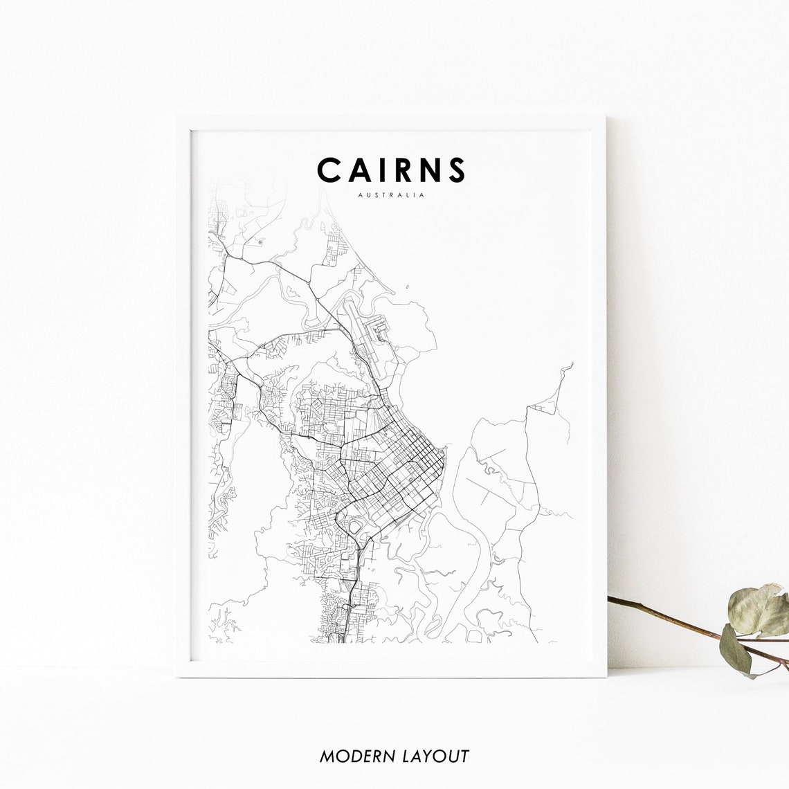 Cairns Australia Minimalist City Street Map Modern Layout Poster