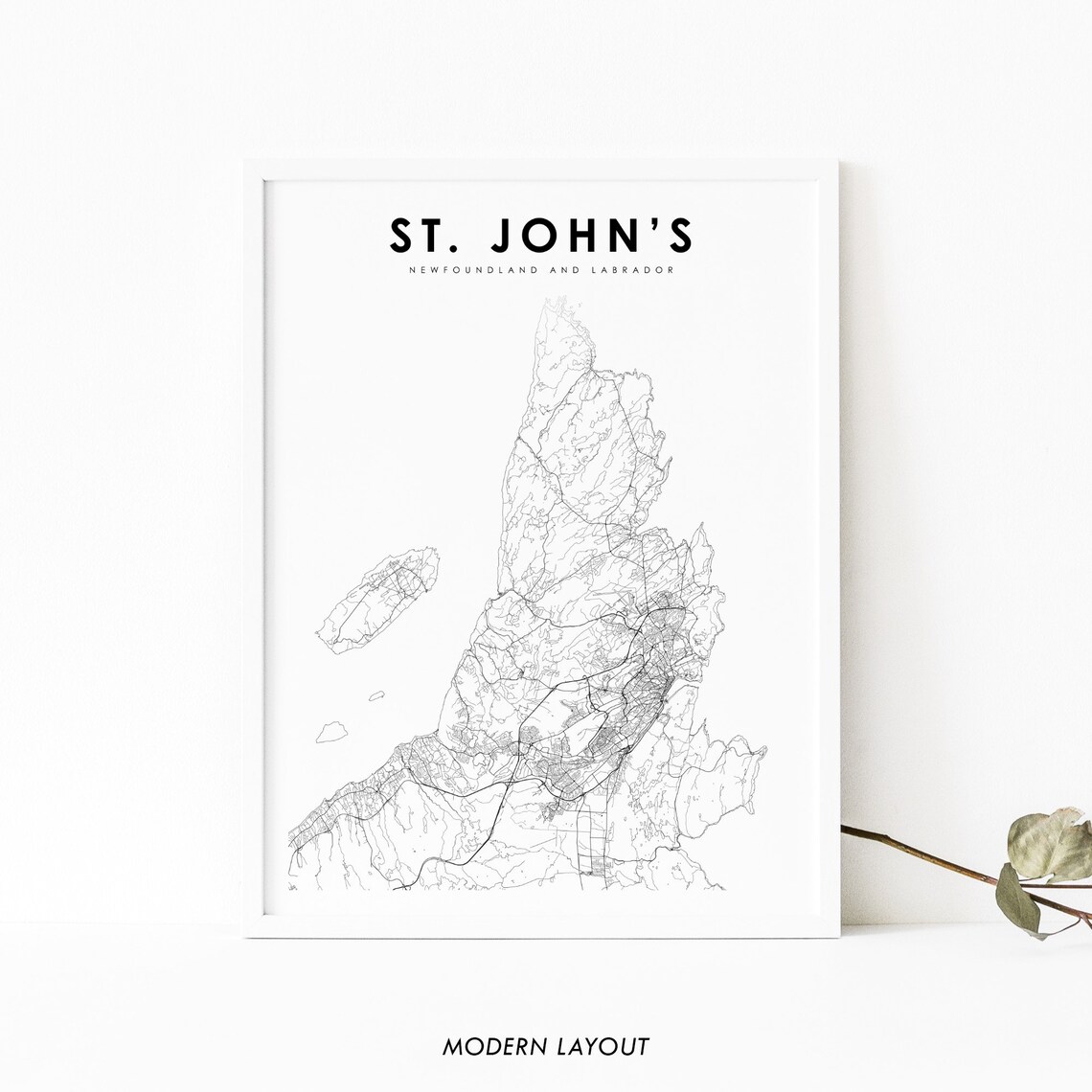St Johns Newfoundland And Labrador Map Art Print