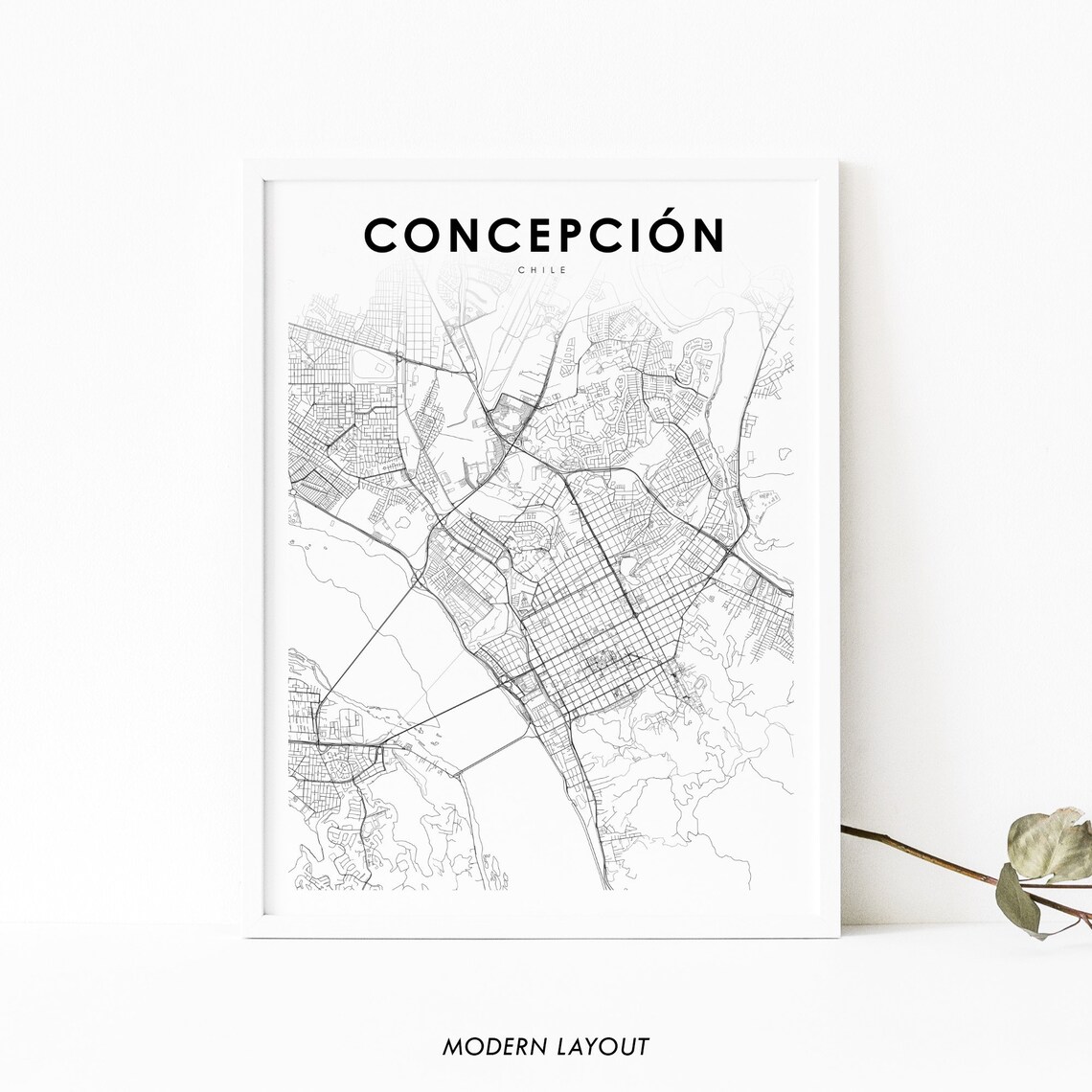 Concepcion Chile Map Art Print, Nursery Room Decor