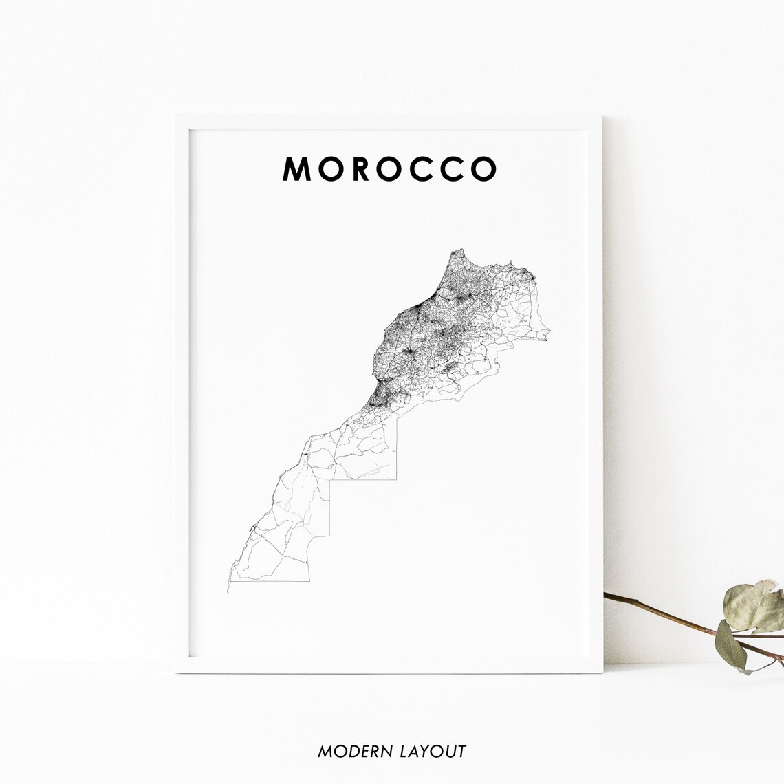 Morocco Map Art Print, Nursery Room Decor