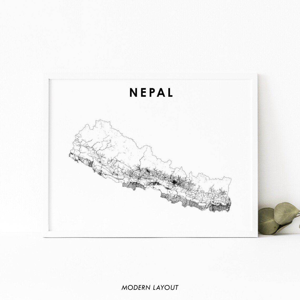 Nepal Map Print, Kathmandu Road Nursery Decor