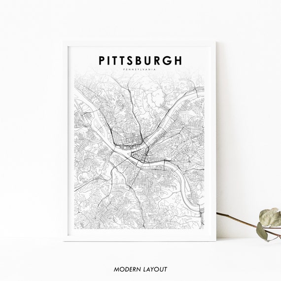 Pittsburgh PA Map Print, Pennsylvania City Poster